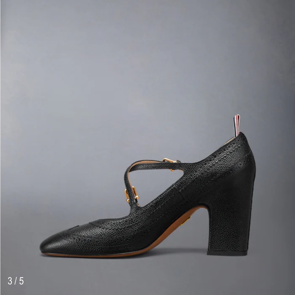 Thom Browne Black PEBBLE GRAIN CRISS CROSS HEELED THOM JOHN 75MM - Picture 4 of 7